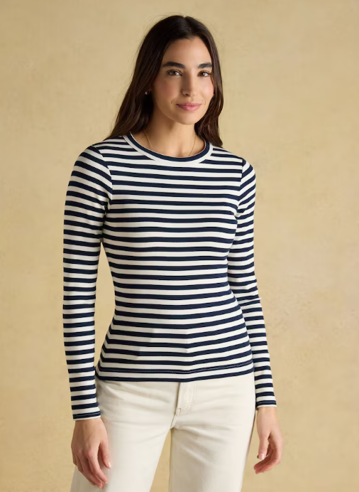 Sophie Navy Striped Fitted Top