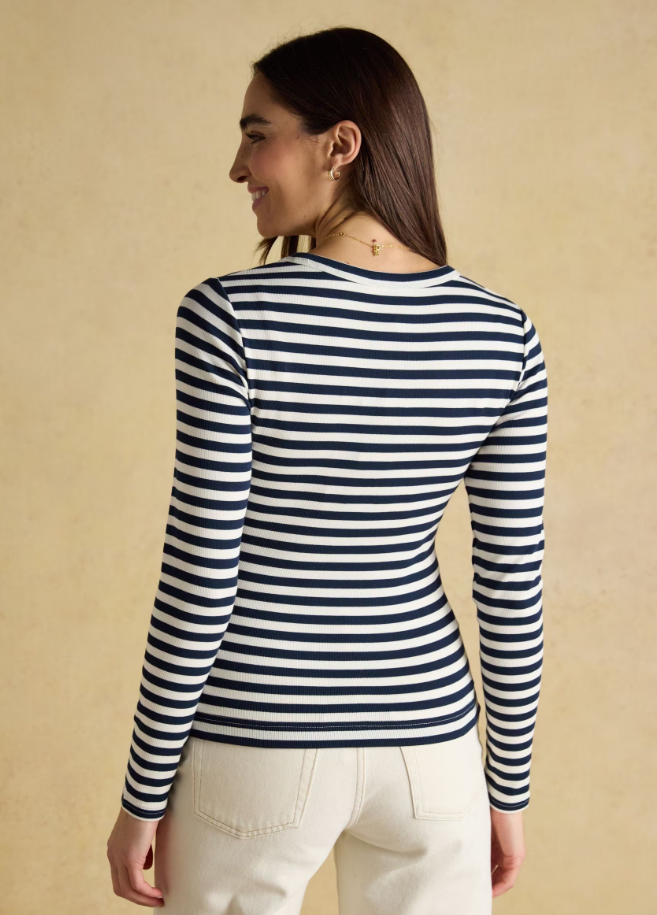 Sophie Navy Striped Fitted Top