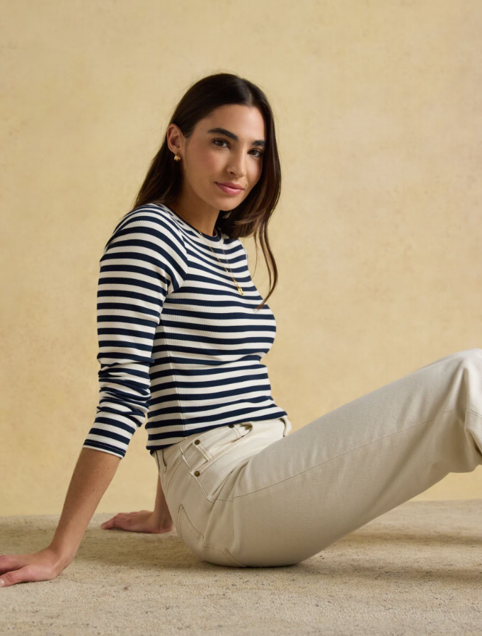 Sophie Navy Striped Fitted Top