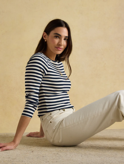 Sophie Navy Striped Fitted Top