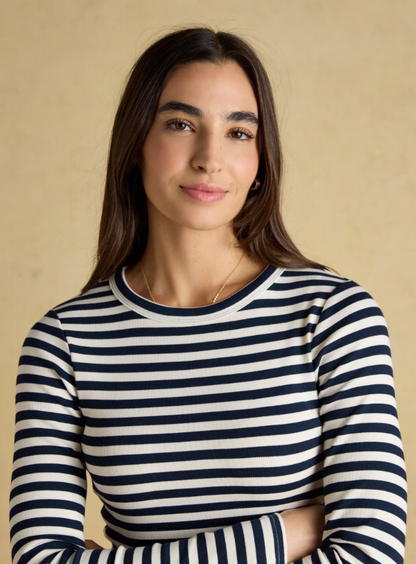 Sophie Navy Striped Fitted Top