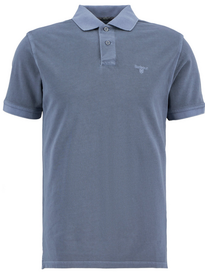 Barbour Washed Tartan Tailored Pique Polo Shirt Washed Blue