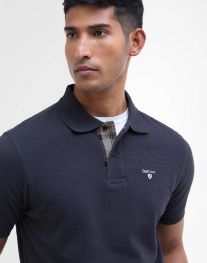 Barbour Tartan Pique Polo Shirt Dress Navy