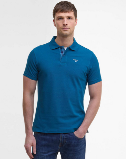 Barbour Tartan Pique Polo Shirt Lyons Blue