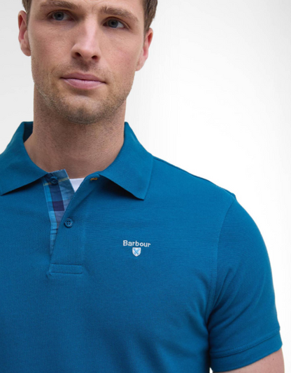 Barbour Tartan Pique Polo Shirt Lyons Blue