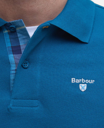 Barbour Tartan Pique Polo Shirt Lyons Blue