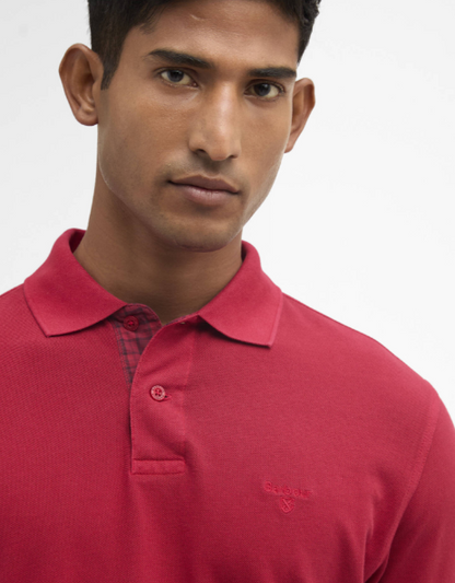 Barbour Washed Tartan Tailored Pique Polo Shirt Washed Red