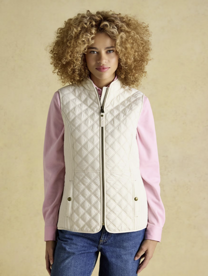 Joules Minx Showerproof Diamond Quilted Gilet Cream