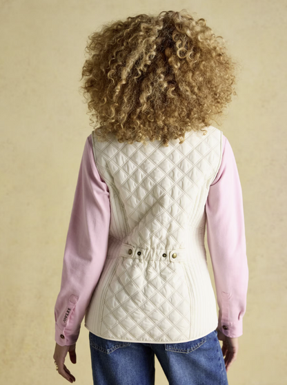 Joules Minx Showerproof Diamond Quilted Gilet Cream