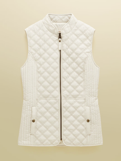 Joules Minx Showerproof Diamond Quilted Gilet Cream