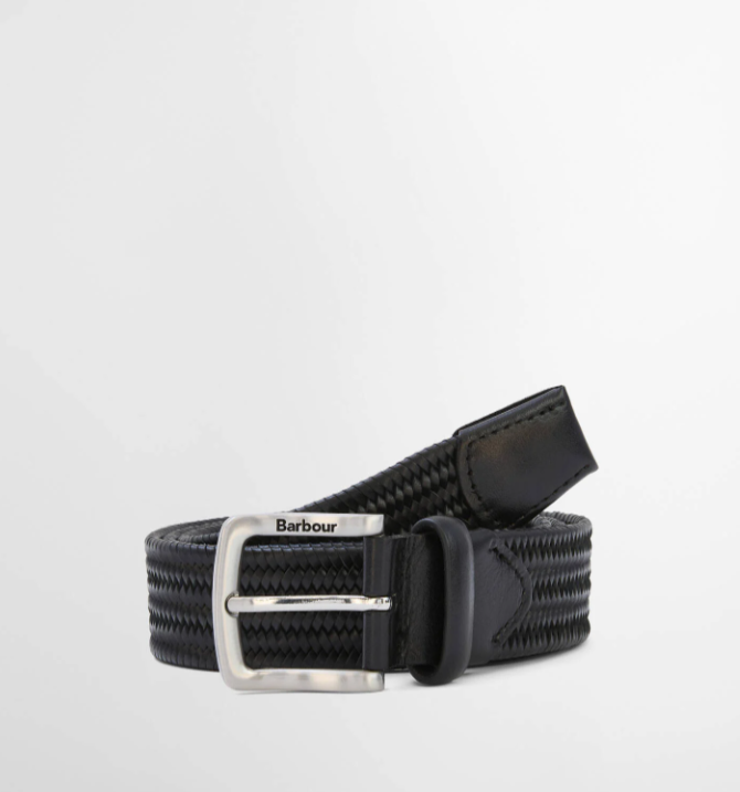 Barbour Stretch Leather Belt Black