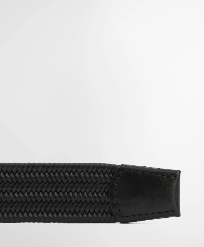 Barbour Stretch Leather Belt Black
