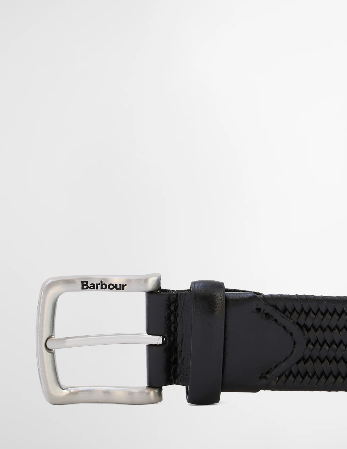 Barbour Stretch Leather Belt Black