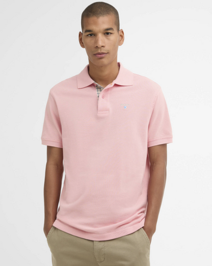 Barbour Tartan Pique Polo Shirt Mineral Pink