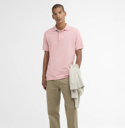 Barbour Tartan Pique Polo Shirt Mineral Pink