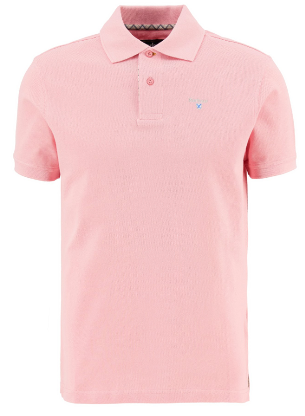 Barbour Tartan Pique Polo Shirt Mineral Pink