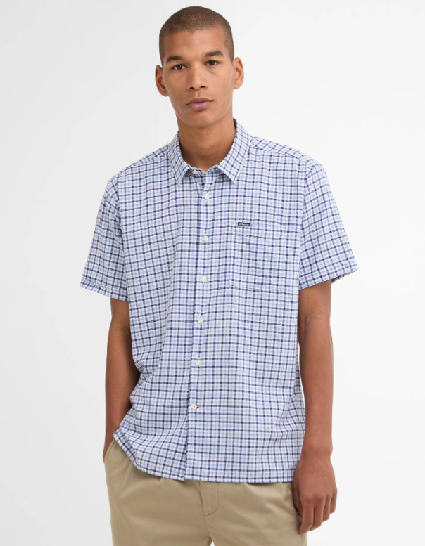 Barbour Nelson Regular Fit Gingham Short-Sleeved Shirt Blue