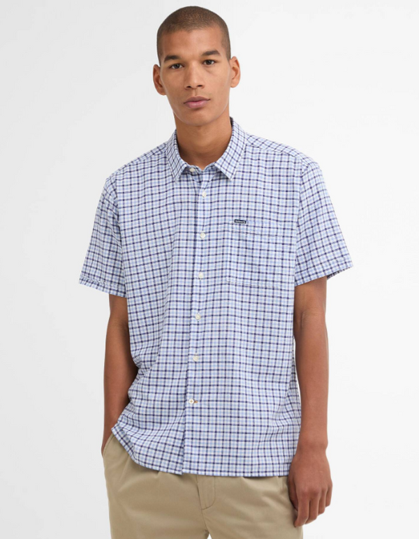 Barbour Nelson Regular Fit Gingham Short-Sleeved Shirt Blue