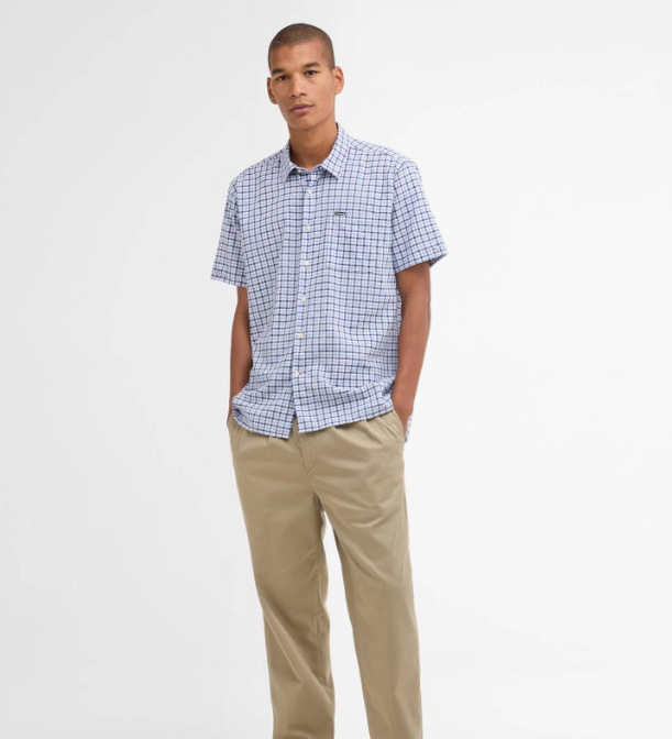 Barbour Nelson Regular Fit Gingham Short-Sleeved Shirt Blue