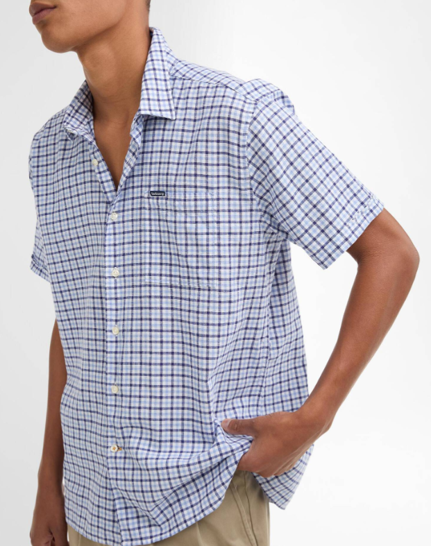 Barbour Nelson Regular Fit Gingham Short-Sleeved Shirt Blue