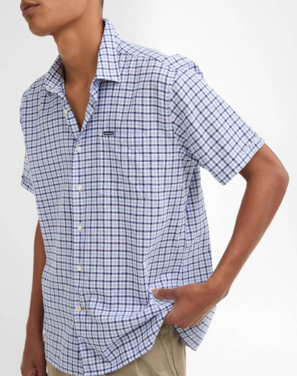 Barbour Nelson Regular Fit Gingham Short-Sleeved Shirt Blue
