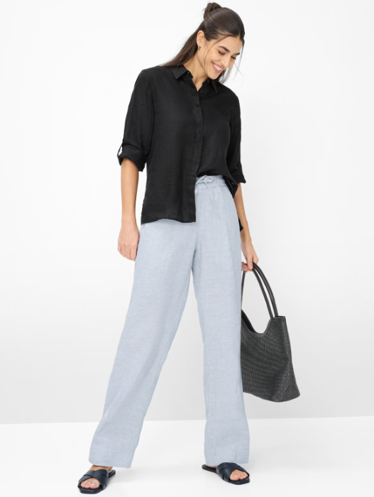 Brax Farina Linen Trousers Vintage Blue