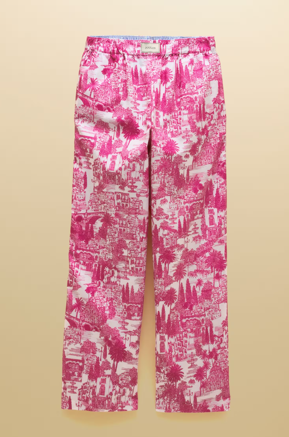 Joules Hallie Pink Toile Pull On Cotton Trousers