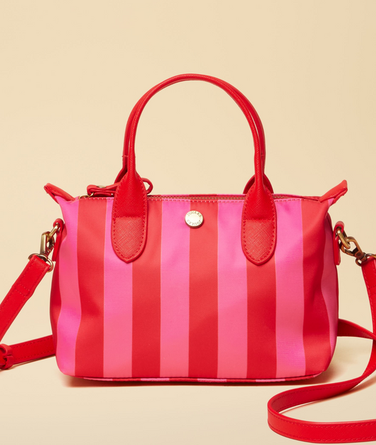 Edie Red & Pink Striped Crossbody Handbag