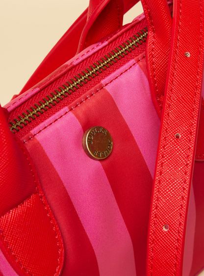 Edie Red & Pink Striped Crossbody Handbag