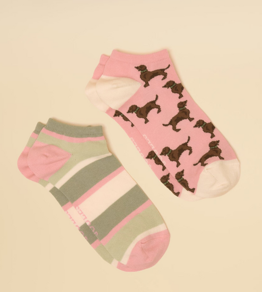 Rilla Pink Dog Trainer Socks 2 Pack
