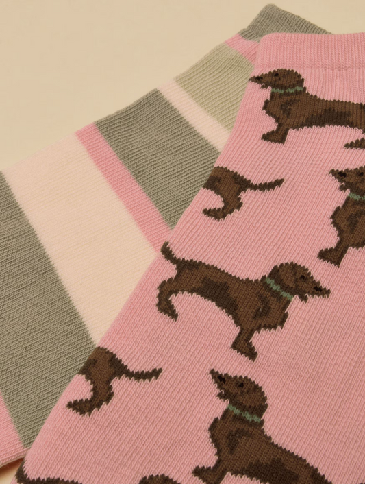 Rilla Pink Dog Trainer Socks 2 Pack