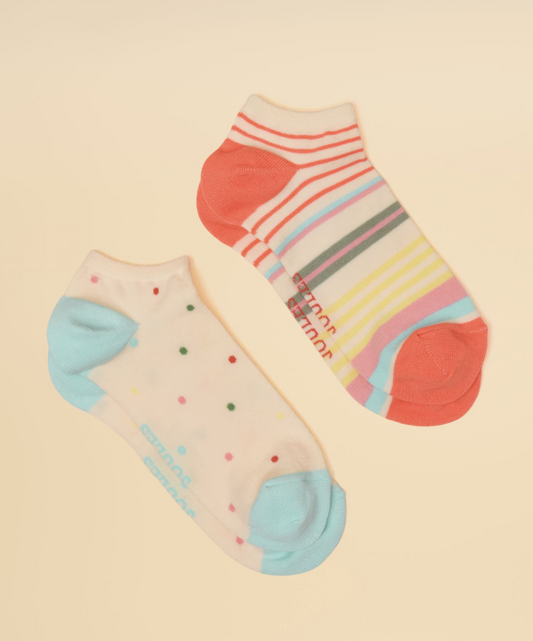 Rilla Spot / Stripe Trainer Socks 2 Pack