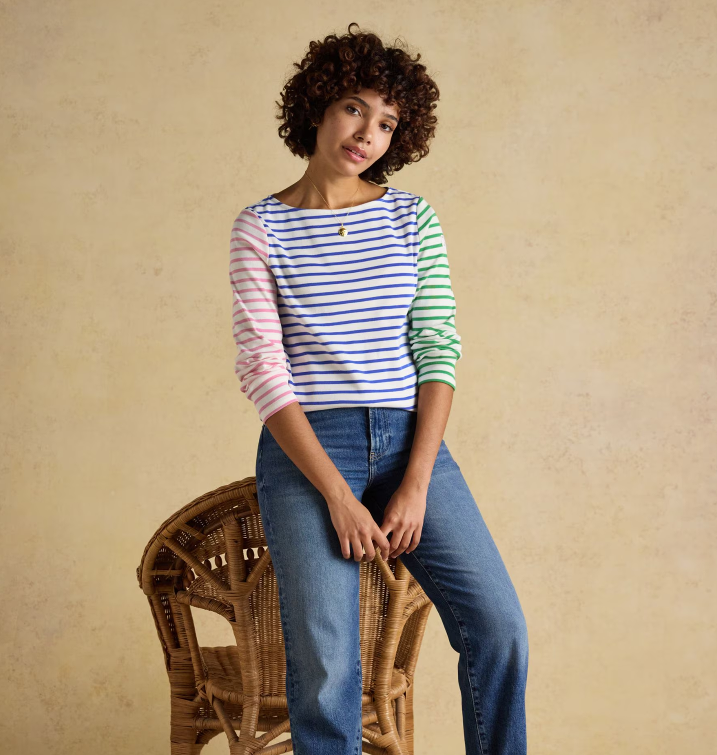 Harbour White / Multi Stripe Breton Top