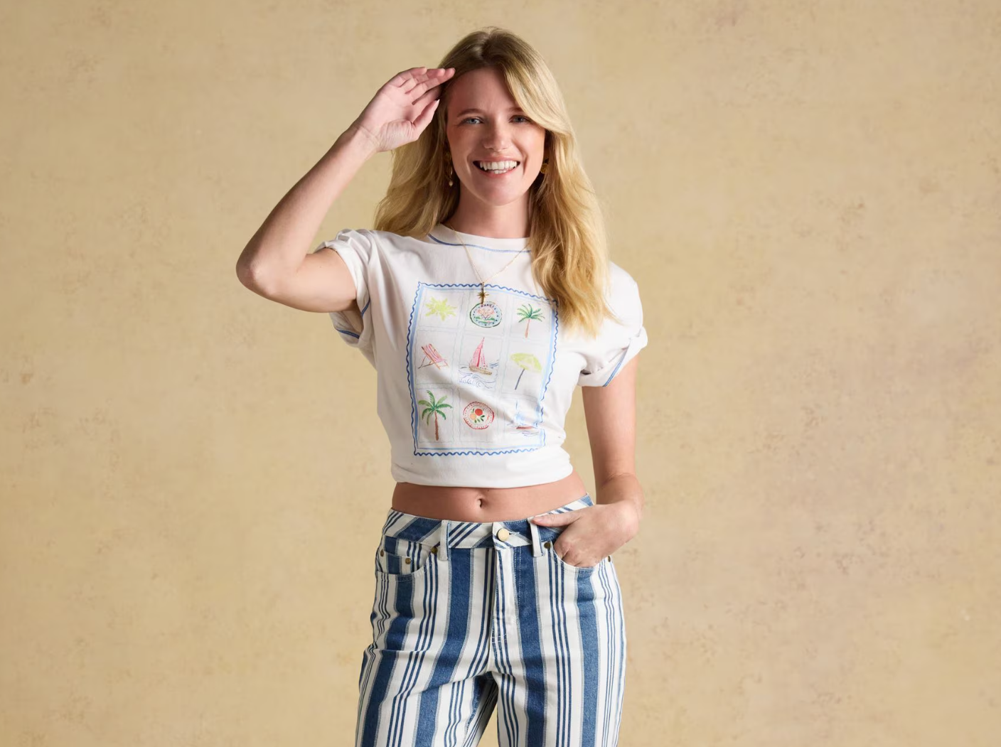 Joules Postcard Graphic T-Shirt White