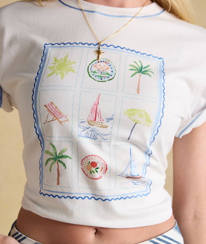 Joules Postcard Graphic T-Shirt White