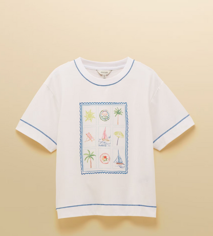 Joules Postcard Graphic T-Shirt White