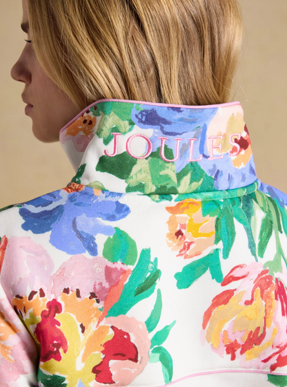 Joules Burnham Artist Floral Quarter Zip Sweatshirt  White