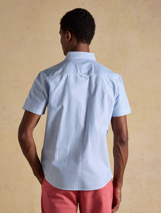 Oxford Blue Stripe Short Sleeve Cotton Shirt