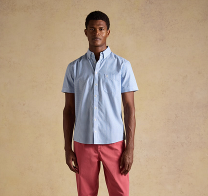 Joules Oxford Stripe Short Sleeve Shirt Blue