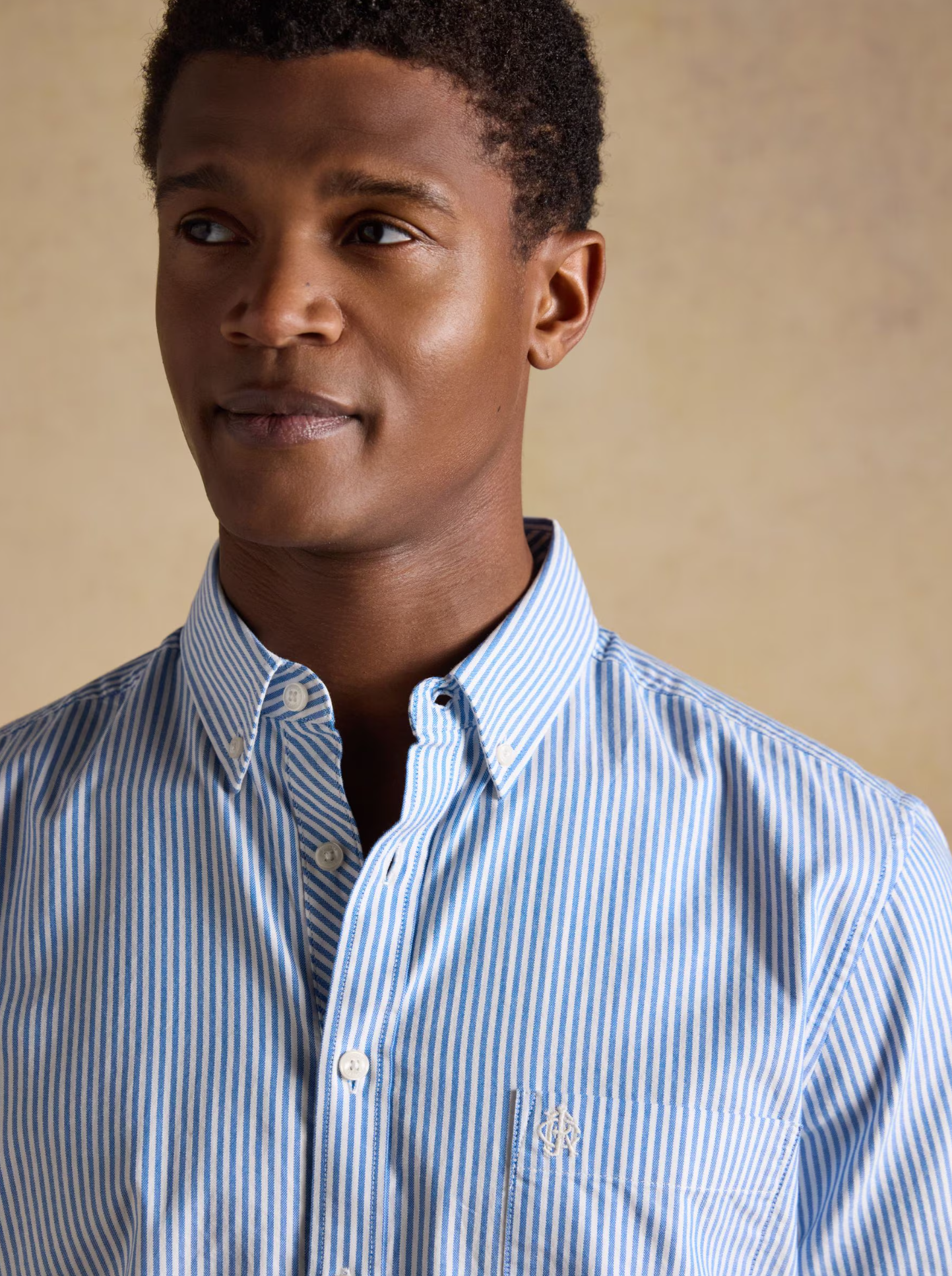 Joules Oxford Stripe Short Sleeve Shirt Blue