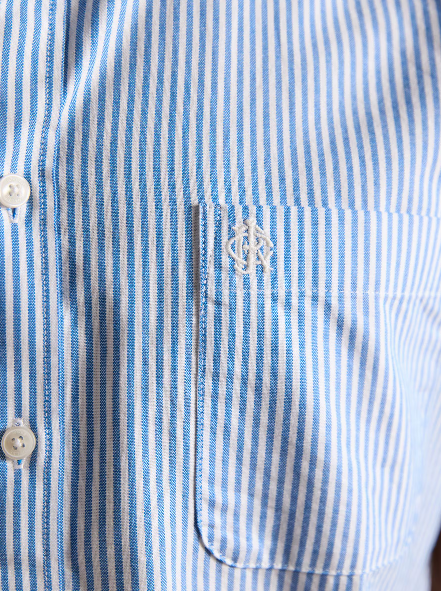 Joules Oxford Stripe Short Sleeve Shirt Blue