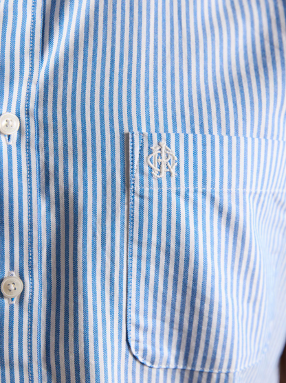 Joules Oxford Stripe Short Sleeve Shirt Blue