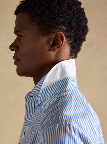 Joules Oxford Stripe Short Sleeve Shirt Blue