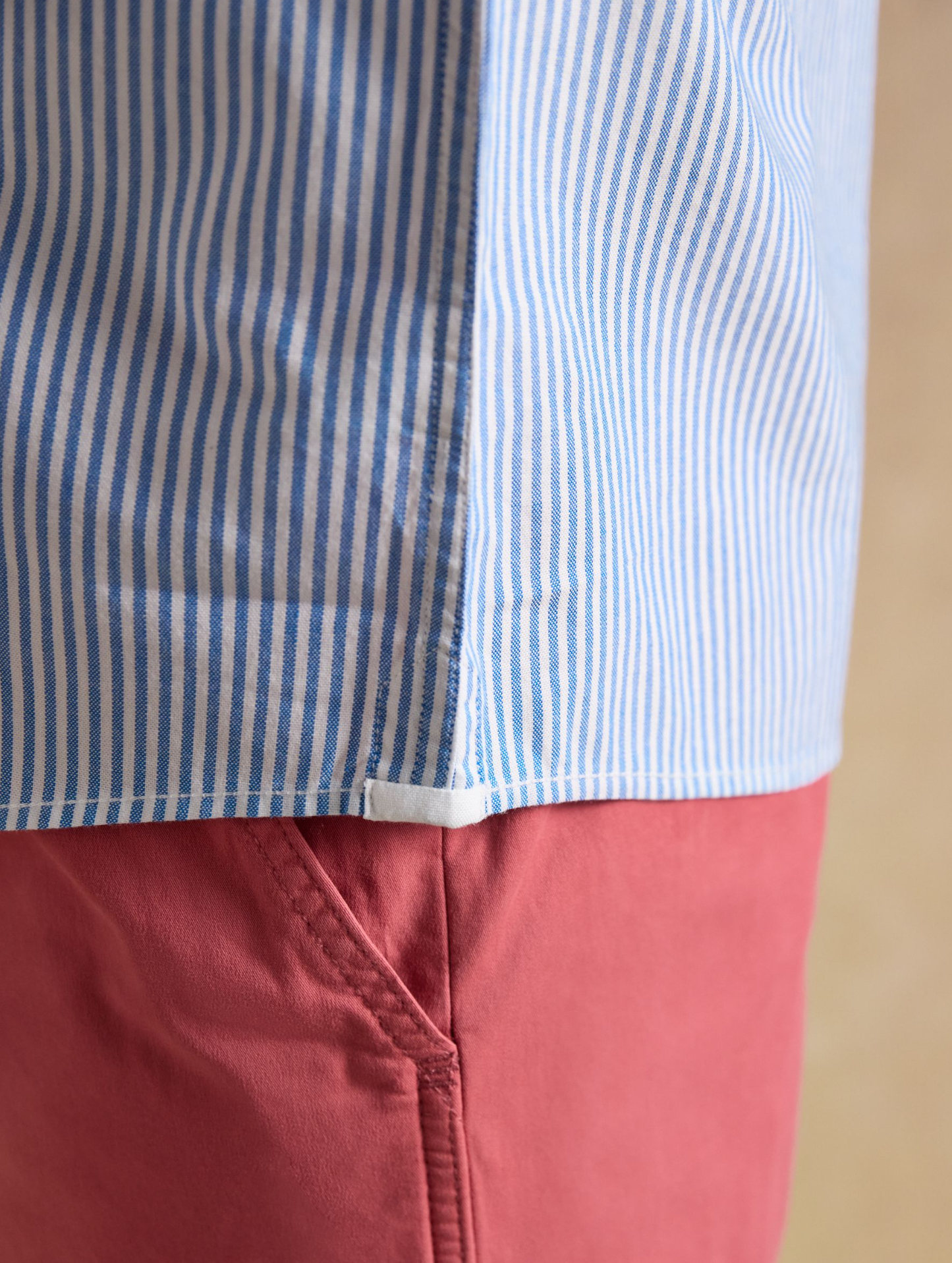 Joules Oxford Stripe Short Sleeve Shirt Blue