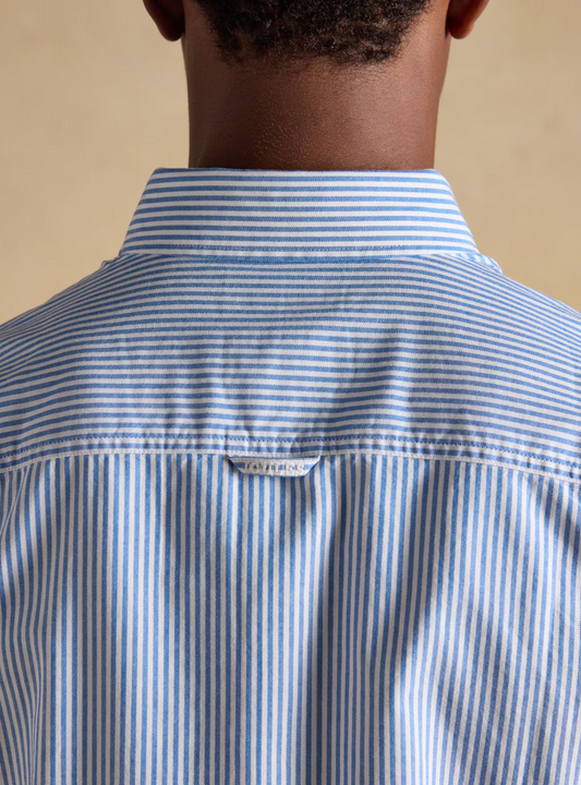 Joules Oxford Stripe Short Sleeve Shirt Blue