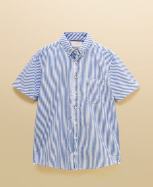 Joules Oxford Stripe Short Sleeve Shirt Blue