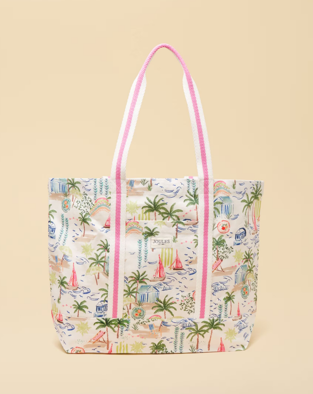 Joules Promenade Palm Print Canvas Tote Bag