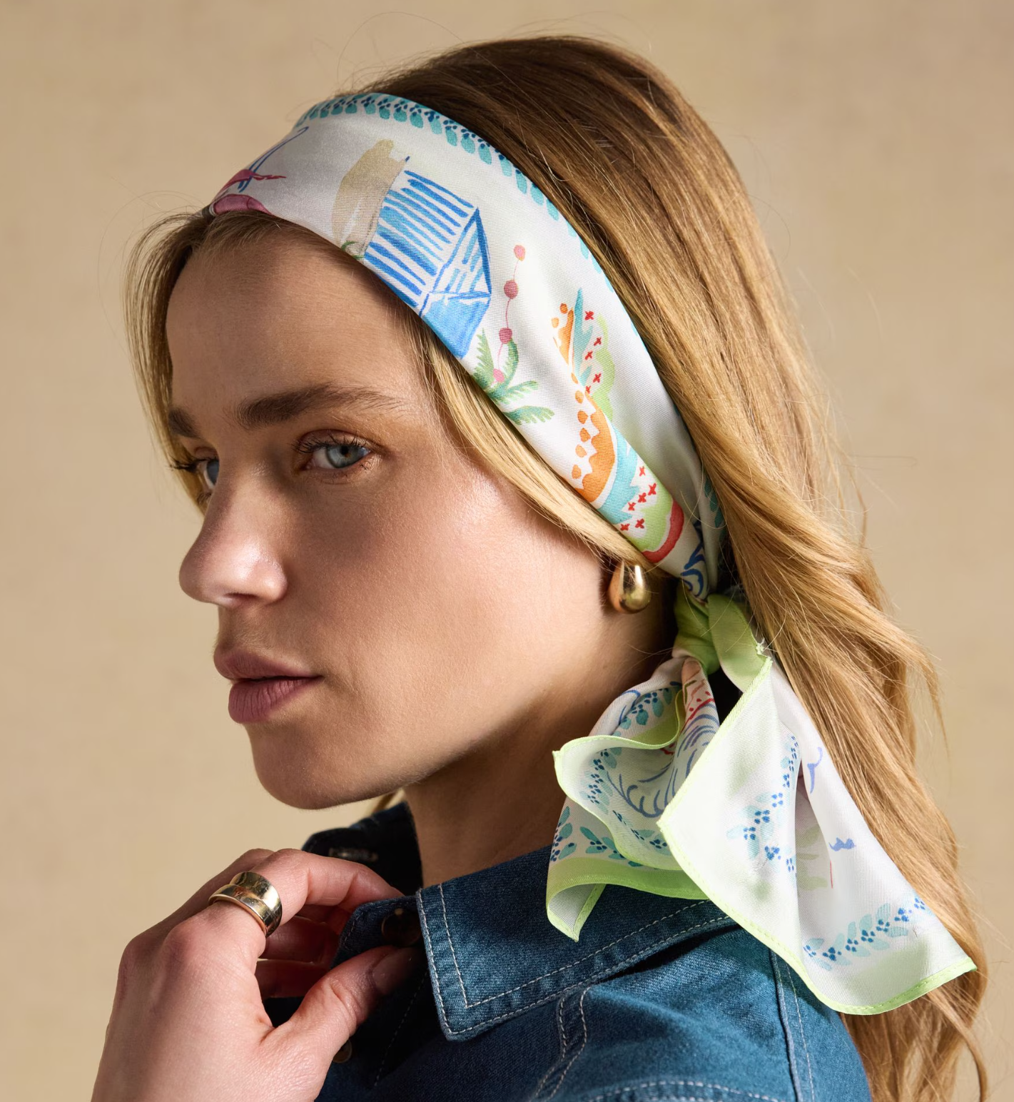 Highgrove Palm Print Silk Printed Scarf