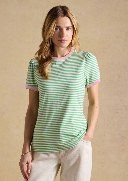 Joules Erin Short Sleeve Jersey T-Shirt Green Stripe S