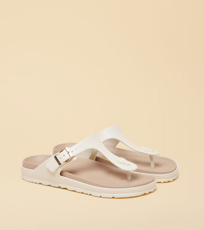 Joules Soleil Buckle Flip Flops White